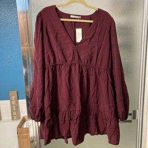 Abercrombie Long Sleeve Baby Doll Ruffle Mini Dress